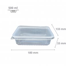 Barquette plastique micro-ondable avec couvercle 500 cc