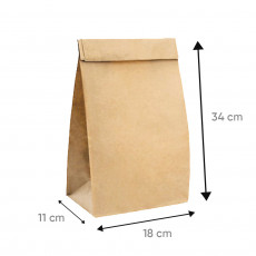Sac SOS en papier kraft brun 18x11x34 cm