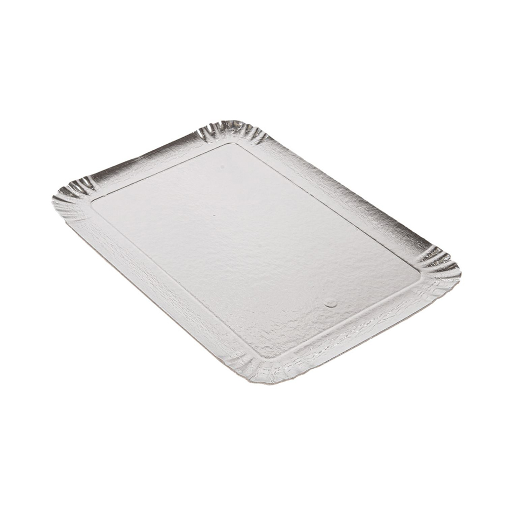 Plateau traiteur en carton argent 19x28 cm