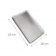 Plateau traiteur en carton argent 42x28 cm