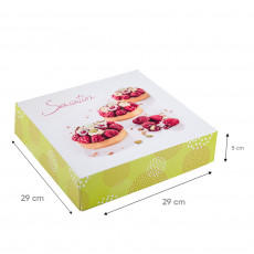 Boîte pâtissière décorée 29x29x5 cm