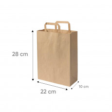 Sac cabas avec poignées en papier kraft brun 22+10x28 cm