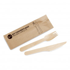 Kit 2/1 en bois fourchette + couteau 165 mm