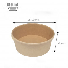 Pot salade en carton kraft brun 780 ml