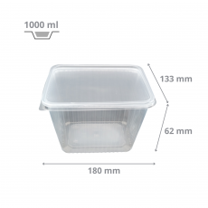 Barquette plastique micro-ondable avec couvercle 1000 cc