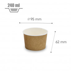 Pot à glace / dessert en carton kraft brun 240 ml 8 oz